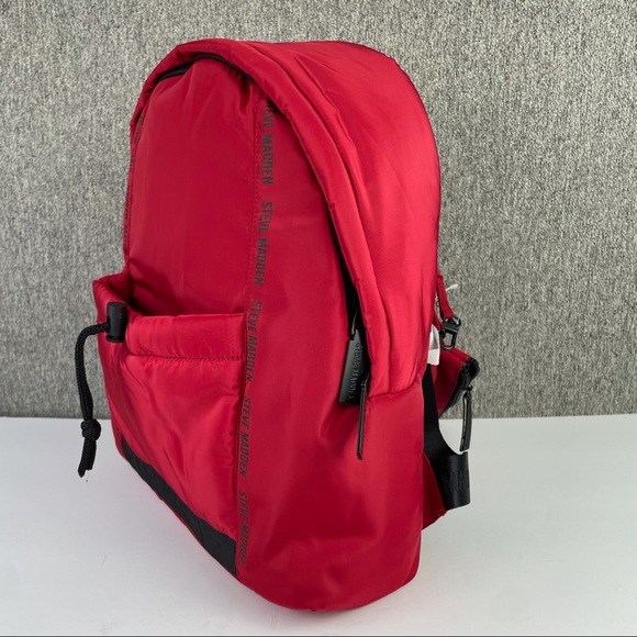 Steve Madden Women’s Crimson Red Perth Nylon Backpack With Accessory Pouch NWT - Picture 3 of 12